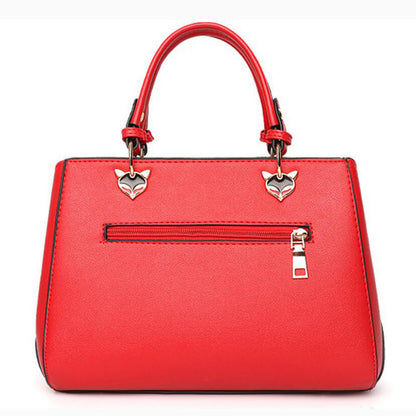 Women's Patchwork Handbag with Hairball Charm
