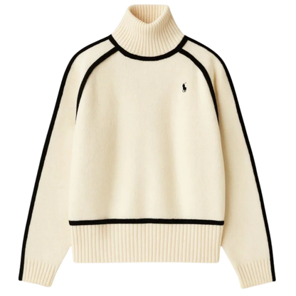 Elegant Contrast Turtleneck Sweater