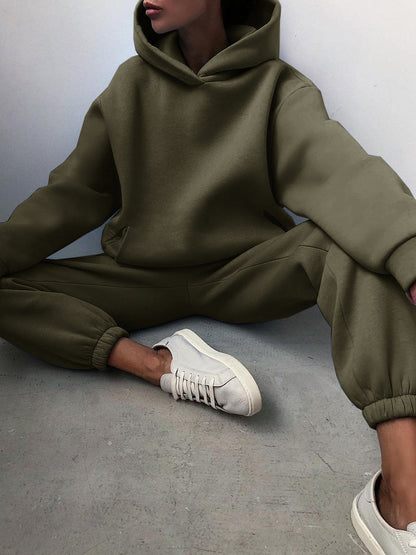 Women's Casual Two-Piece Hooded Tracksuit Set