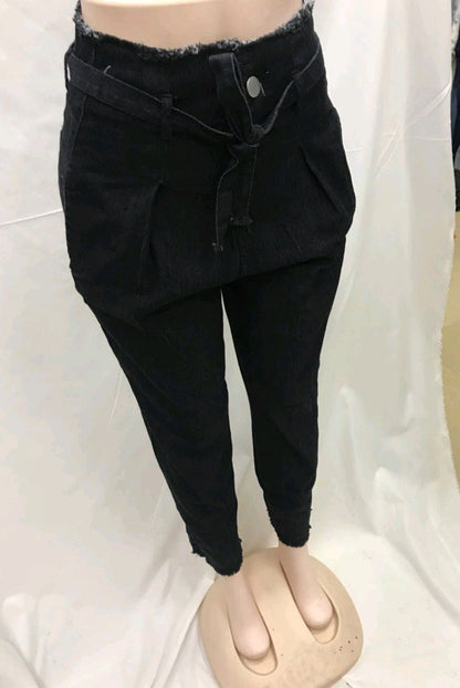 Women's High-Waisted Washed Denim Pencil Pants