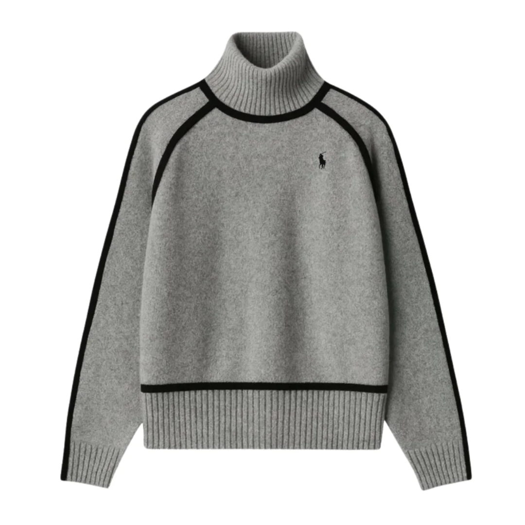 Elegant Contrast Turtleneck Sweater