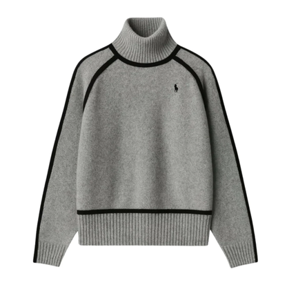 Elegant Contrast Turtleneck Sweater
