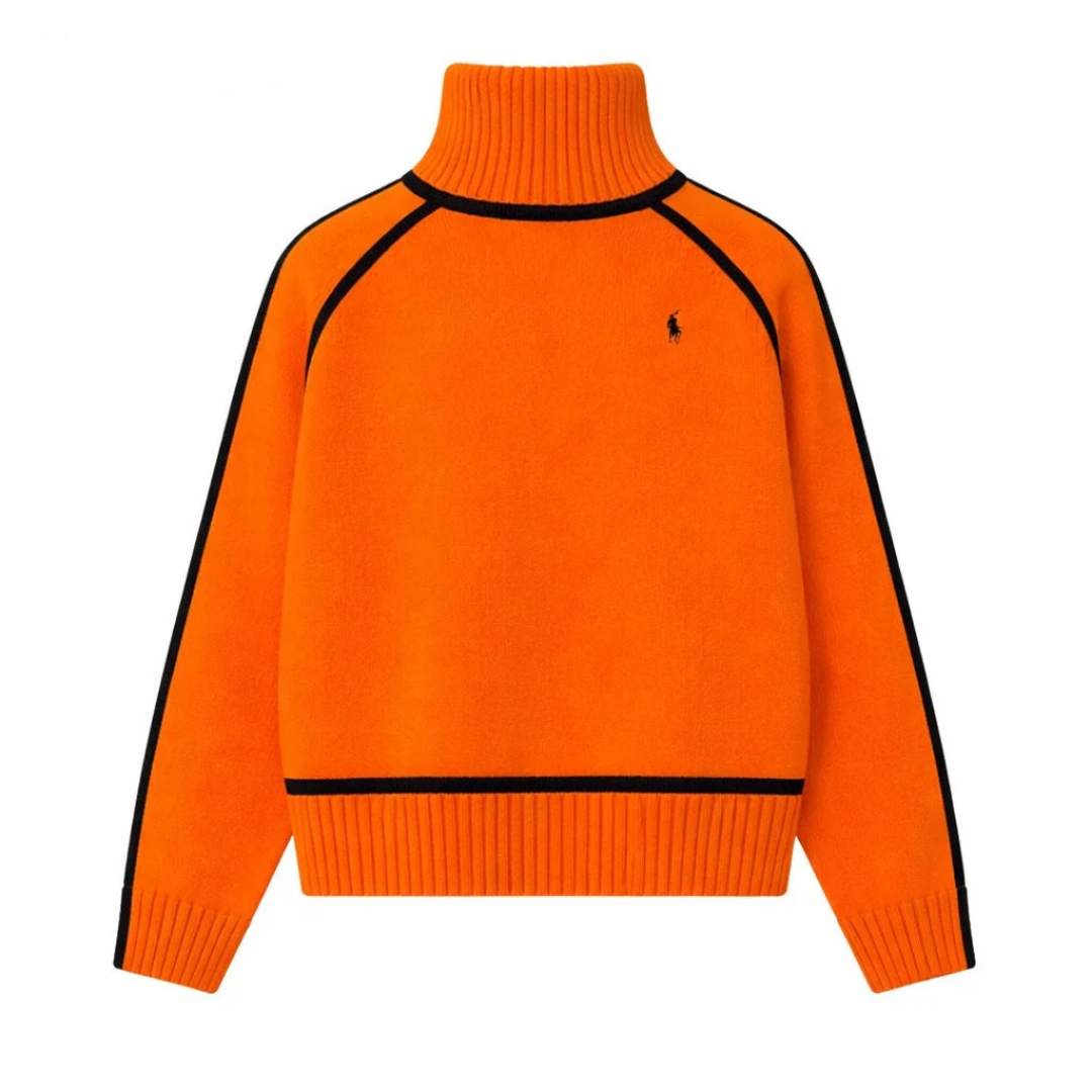 Elegant Contrast Turtleneck Sweater