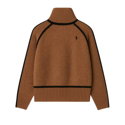 Elegant Contrast Turtleneck Sweater