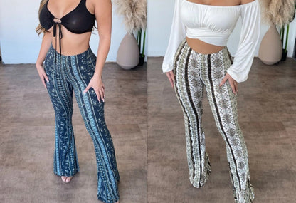 Women's High-Elastic Slim Fit Printed Trousers