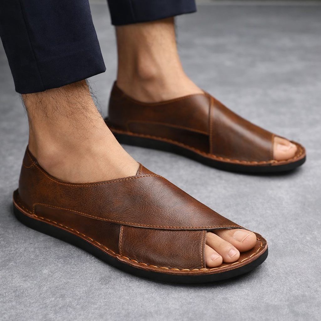 Sandales plates en cuir "Artisan Crossover"