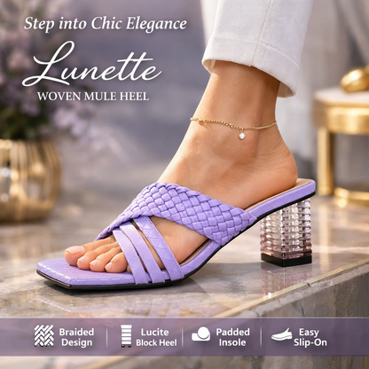 Lunette mules tissées à talon
