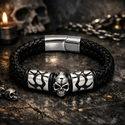 Obsidian Skull Bracelet