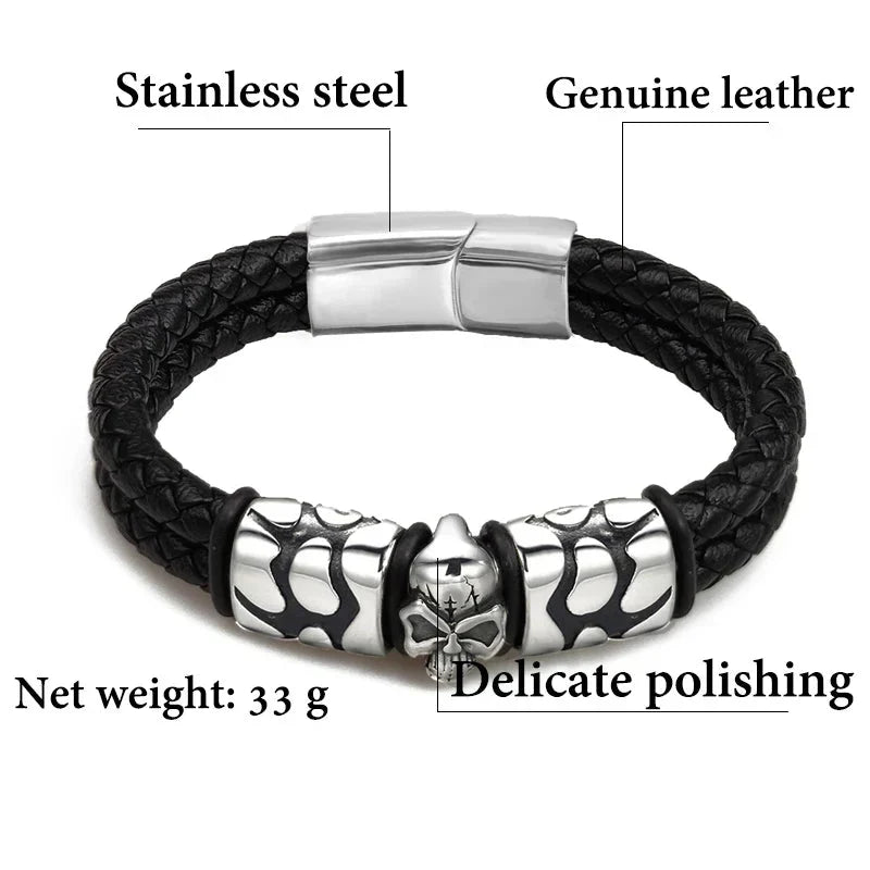 Obsidian Skull Bracelet