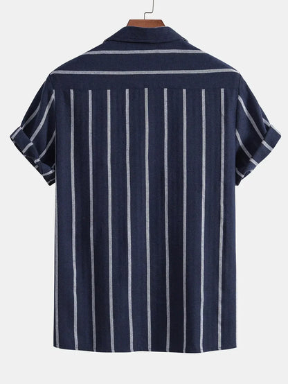 Men’s Striped Cuban Shirt & Shorts Set