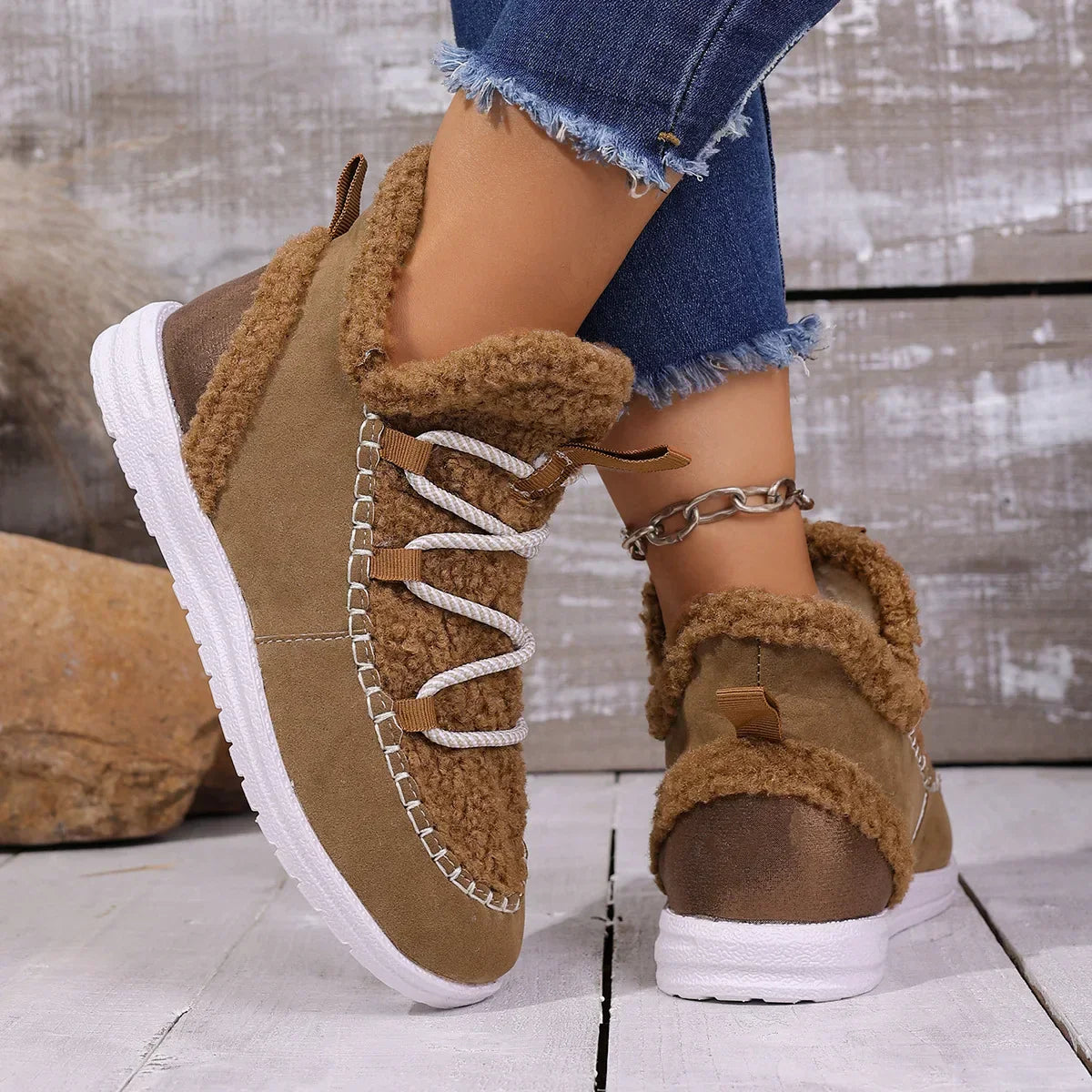 Botte-basket Aspen en peau lainée