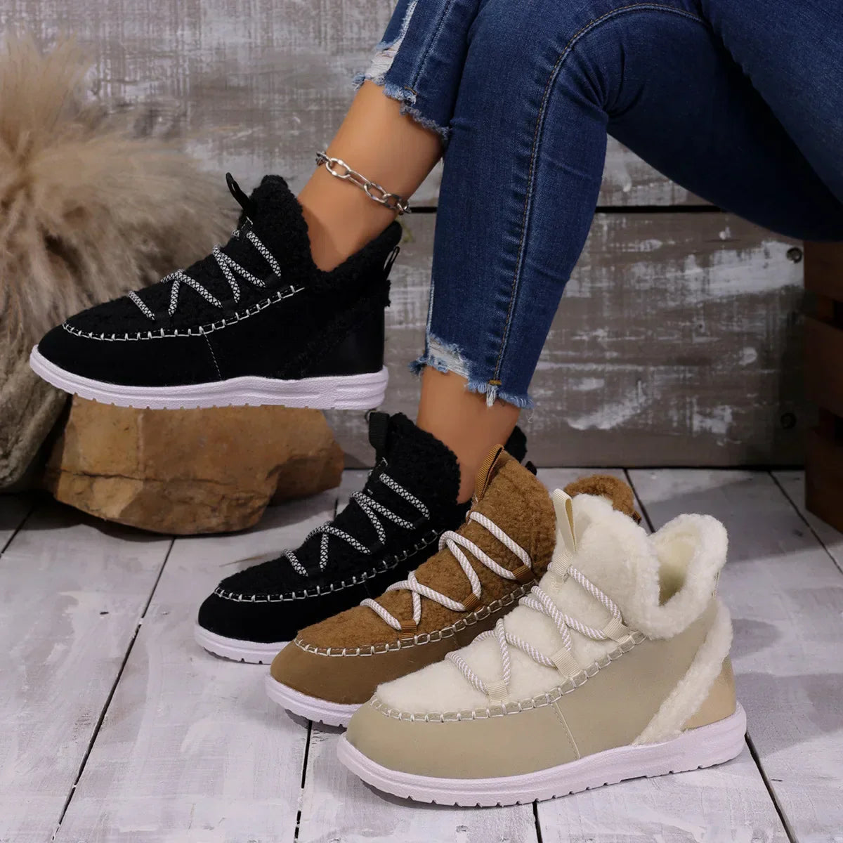 Botte-basket Aspen en peau lainée