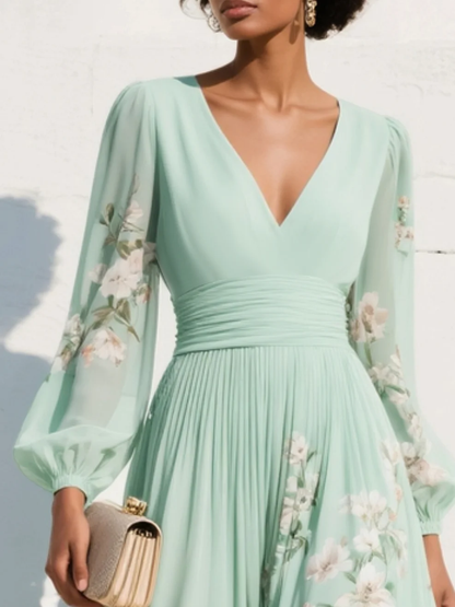 Odelia – Robe midi florale à la silhouette fluide