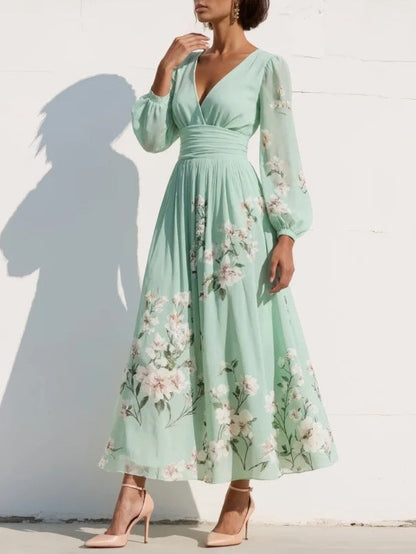 Odelia – Robe midi florale à la silhouette fluide