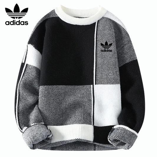 AD™ Patchwork Knit Sweater – Retro Warmth Meets Modern Street Style